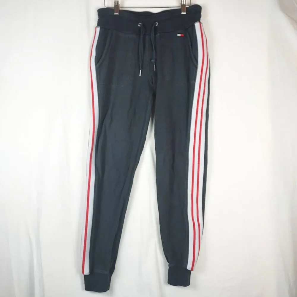 Tommy Hilfiger Joggers Men’s S Black Sweatpants Side Stripe Logo Drawstring